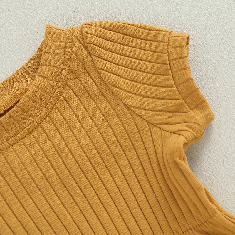 Ribbed Romper and Bow Set